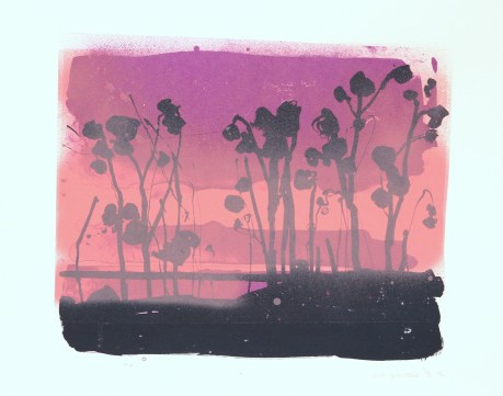 dusk sea and flowers