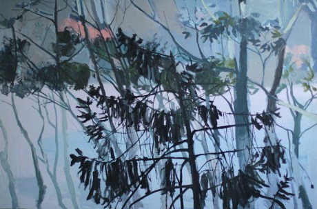 grey sea and trees 40 x 60in