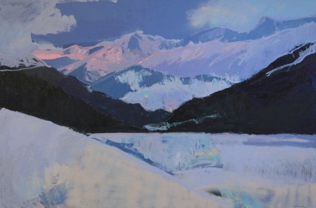 pink mountain tops and dark  40 x 60in