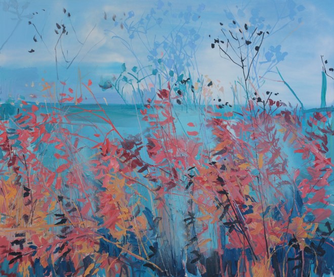 red leaves and sea    39 x 47in