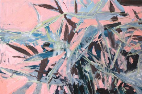 leaves and pink wall   24 x 36 in