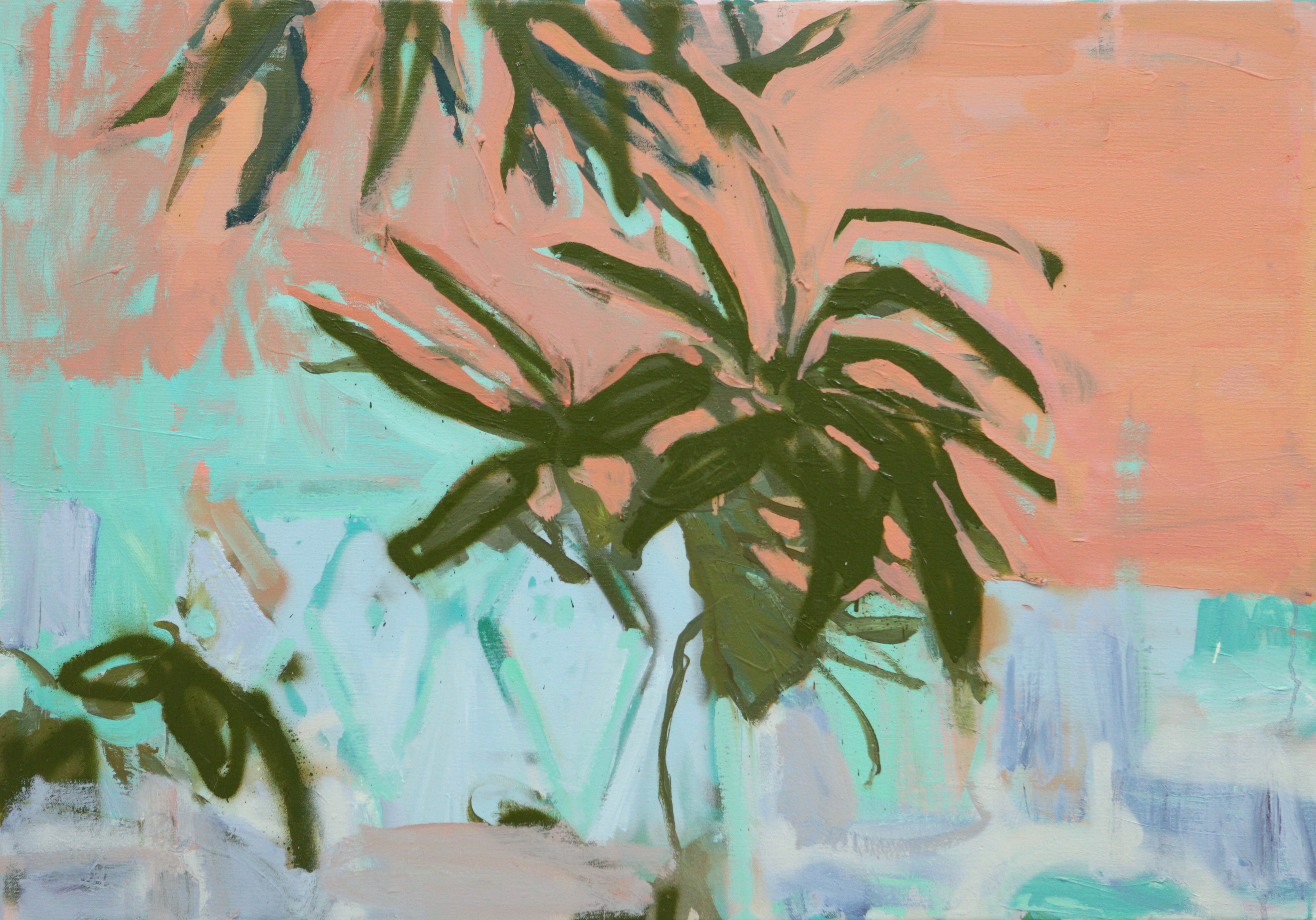 Marrakech wall and leaves 27 x 39in